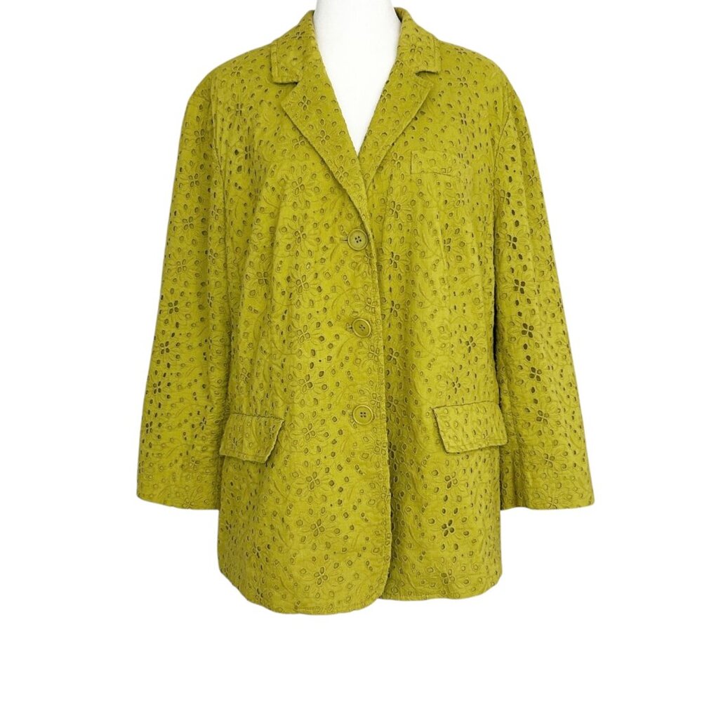 Talbots 3/4‎ Sleeve Floral Eyelet Blazer Jacket (18)
